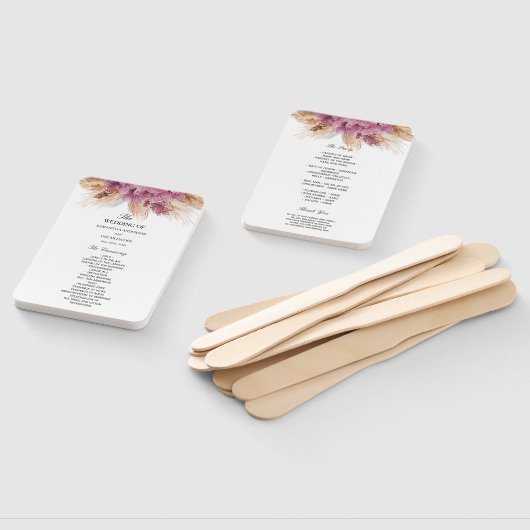 モダンエレガント美しいピンクオーキッド&パンパス&金ゴールド ハンドファン (組立なし)