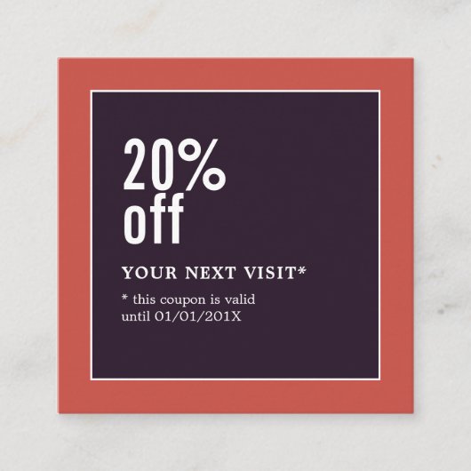 モダンエレガント美しいファッションクーポン 割引カード (正面)