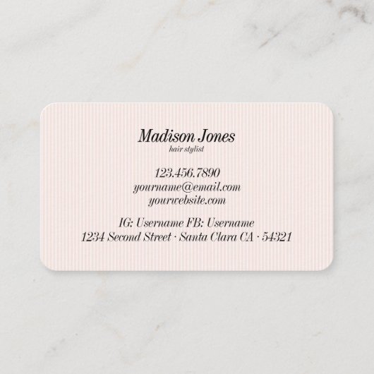 モダンエレガント美容師フェミニン赤面 名刺 (裏面)