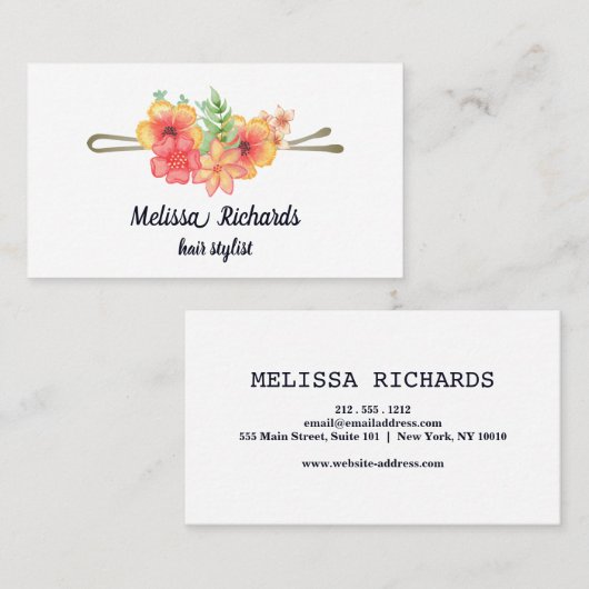 モダンエレガント美容師プロフェッショナルロゴ 名刺 (正面/裏面)