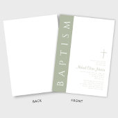 モダンエレガント聖緑クロスバプテスマ 招待状