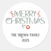 モダンエレガント聖降誕祭パーソナライズされた ラウンドシール (正面)