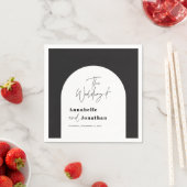 モダンエレガント脚本結婚黒白 スタンダードカクテルナプキン (インサイチュ)