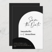 モダンエレガント脚本結婚黒白 招待状 (正面/裏面)