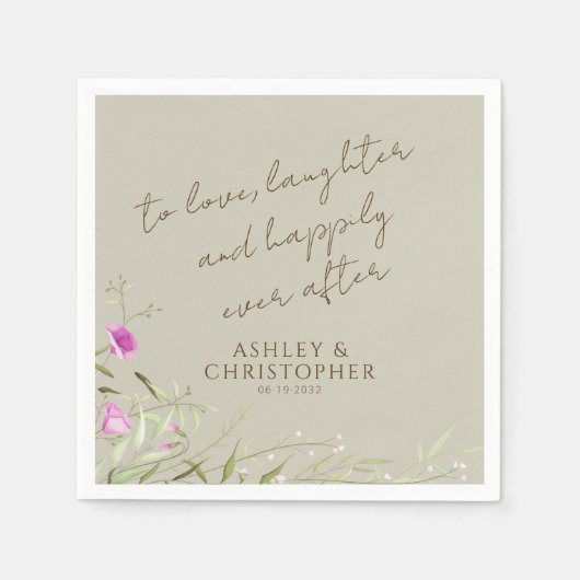 モダンエレガント花たう結婚え スタンダードカクテルナプキン (正面)