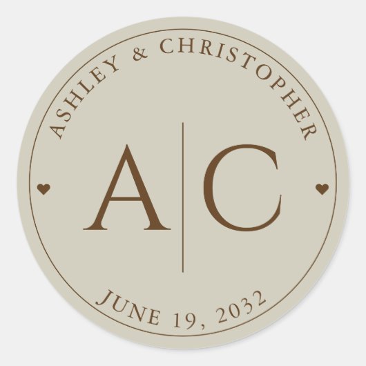 モダンエレガント花たう結婚え ラウンドシール (正面)