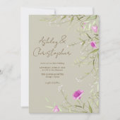 モダンエレガント花たう結婚え 招待状 (正面)