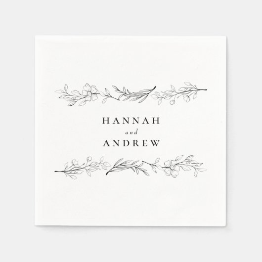 モダンエレガント花フローラ結婚ズ スタンダードカクテルナプキン (正面)