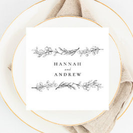 モダンエレガント花フローラ結婚ズ スタンダードカクテルナプキン