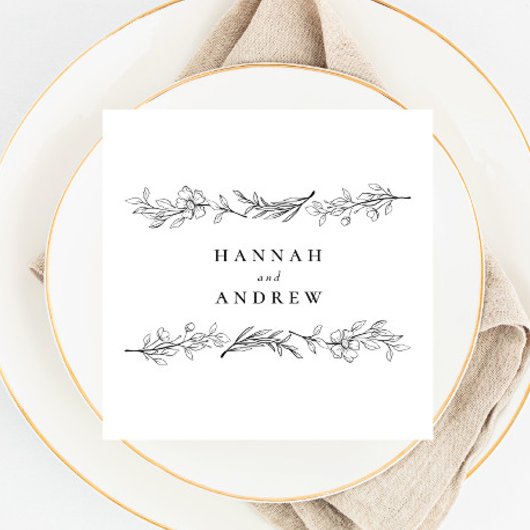 モダンエレガント花フローラ結婚ズ スタンダードカクテルナプキン