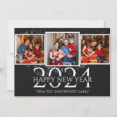 モダンエレガント花火お正月おめでとうさん写真3 シーズンカード (正面)