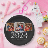 モダンエレガント花火お正月おめでとうさん写真3 ペーパープレート (パーティー)