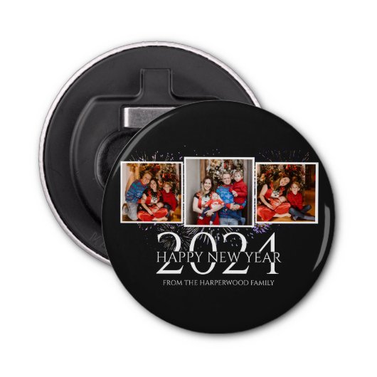 モダンエレガント花火お正月おめでとうさん写真3 栓抜き (正面)