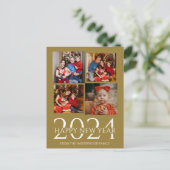 モダンエレガント花火ハッピーニューイヤー写真4枚 シーズンポストカード (スタンド正面)