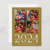 モダンエレガント花火ハッピーニューイヤー写真4枚 シーズンポストカード (正面/裏面)