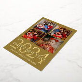 モダンエレガント花火ハッピーニューイヤー写真4枚 箔シーズンカード (回転した状態)