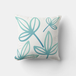 モダンエレガント葉ターコイズ クッション