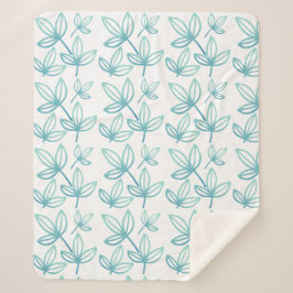 モダンエレガント葉ターコイズ シェルパブランケット