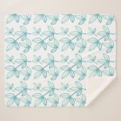 モダンエレガント葉ターコイズ シェルパブランケット (正面(横))