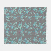 モダンエレガント葉ターコイズ フリースブランケット (正面(横))