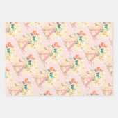 モダンエレガント蝶モノグラム赤面金ゴールド名 ラッピングペーパーシート (正面2)