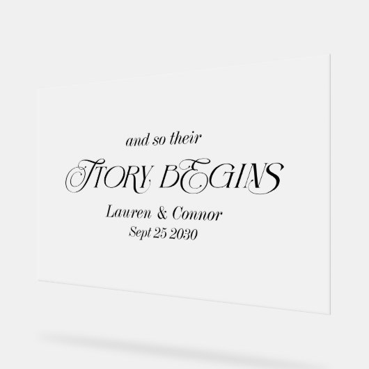 モダンエレガント語が白結婚霜で始まる アクリルサイン (傾斜)