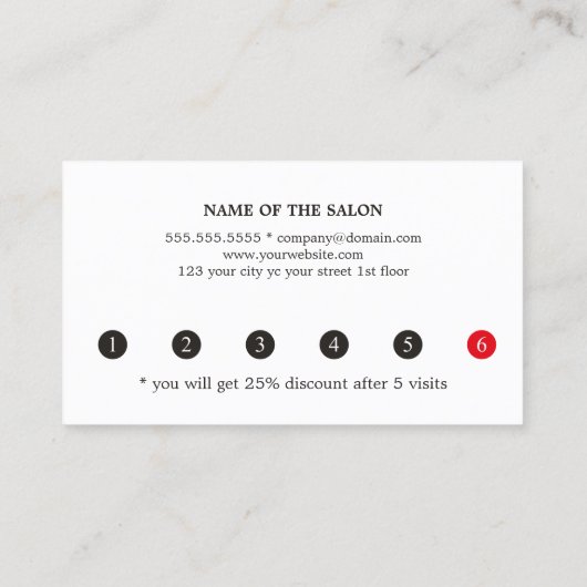 モダンエレガント赤いハート美しいロイヤリティ ロイヤリティカード (裏面)