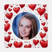 モダンエレガント赤いハート メタルオーナメント (正面)