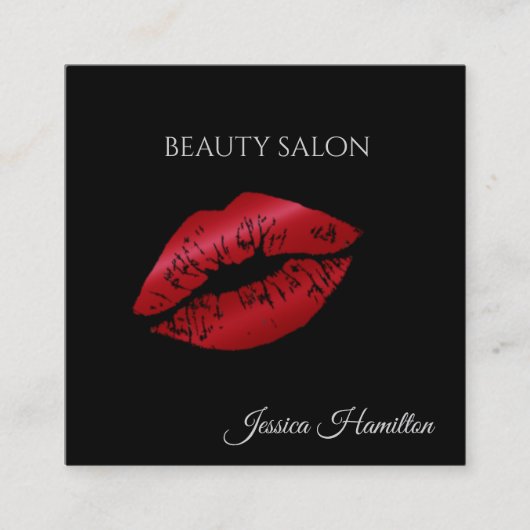 モダンエレガント赤い唇 スクエア名刺 (正面)