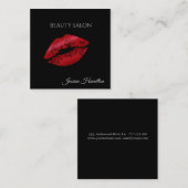 モダンエレガント赤い唇 スクエア名刺 (正面/裏面)