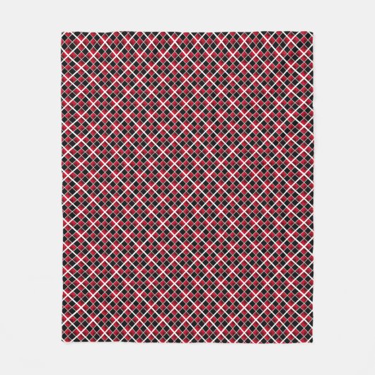 モダンエレガント赤市松模様に白 フリースブランケット (正面)