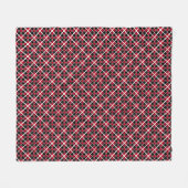 モダンエレガント赤市松模様に白 フリースブランケット (正面(横))