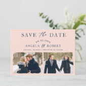 モダンエレガント赤面ネイビーブラシストローク2写真 セーブザデート (スタンド正面)