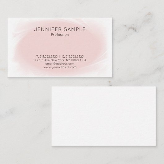 モダンエレガント赤面ピお洒落ンクデザイントレンディー 名刺 (正面/裏面)