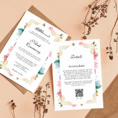 モダンエレガント赤面ピンクフローラ詳細ムスリム 招待状