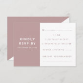 モダンエレガント赤面ピンクミニマ結婚リスト 出欠カード (正面/裏面)