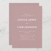 モダンエレガント赤面ピンクミニマ結婚リスト 招待状 (正面/裏面)