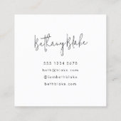 モダンエレガント赤面ピンクモノグラム スクエア名刺 (裏面)