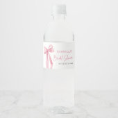 モダンエレガント赤面ピンクリボンブライダルシャワー ペットボトルラベル (正面)