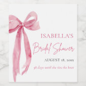 モダンエレガント赤面ピンクリボンブライダルシャワー ワインラベル (シングルラベル)