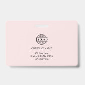 モダンエレガント赤面ピンク会社社員の写真 バッジ (裏面)