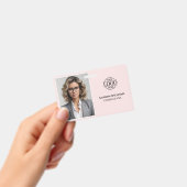 モダンエレガント赤面ピンク会社社員の写真 バッジ (手持ち)