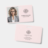 モダンエレガント赤面ピンク会社社員の写真 バッジ (正面＆裏面)