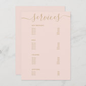 モダンエレガント赤面ピンク金ゴールドサロン価格表 メニュー (正面/裏面)