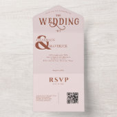 モダンエレガント赤面ピンクQRコー結婚ド オールインワン招待状 (内側)