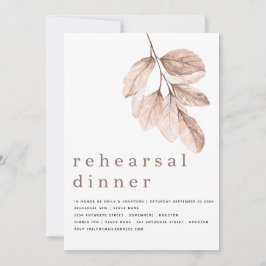 モダンエレガント赤面リーフリハーサルディナー 招待状