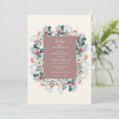 モダンエレガント野花の赤ちゃんシャワー 招待状 (スタンド正面)