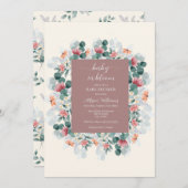 モダンエレガント野花の赤ちゃんシャワー 招待状 (正面/裏面)