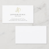 モダンエレガント金ゴールドお洒落モノグラム 名刺 (正面/裏面)