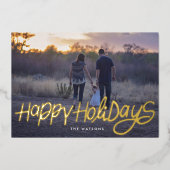 モダンエレガント金ゴールドのファンキー写真 箔シーズンカード (正面)